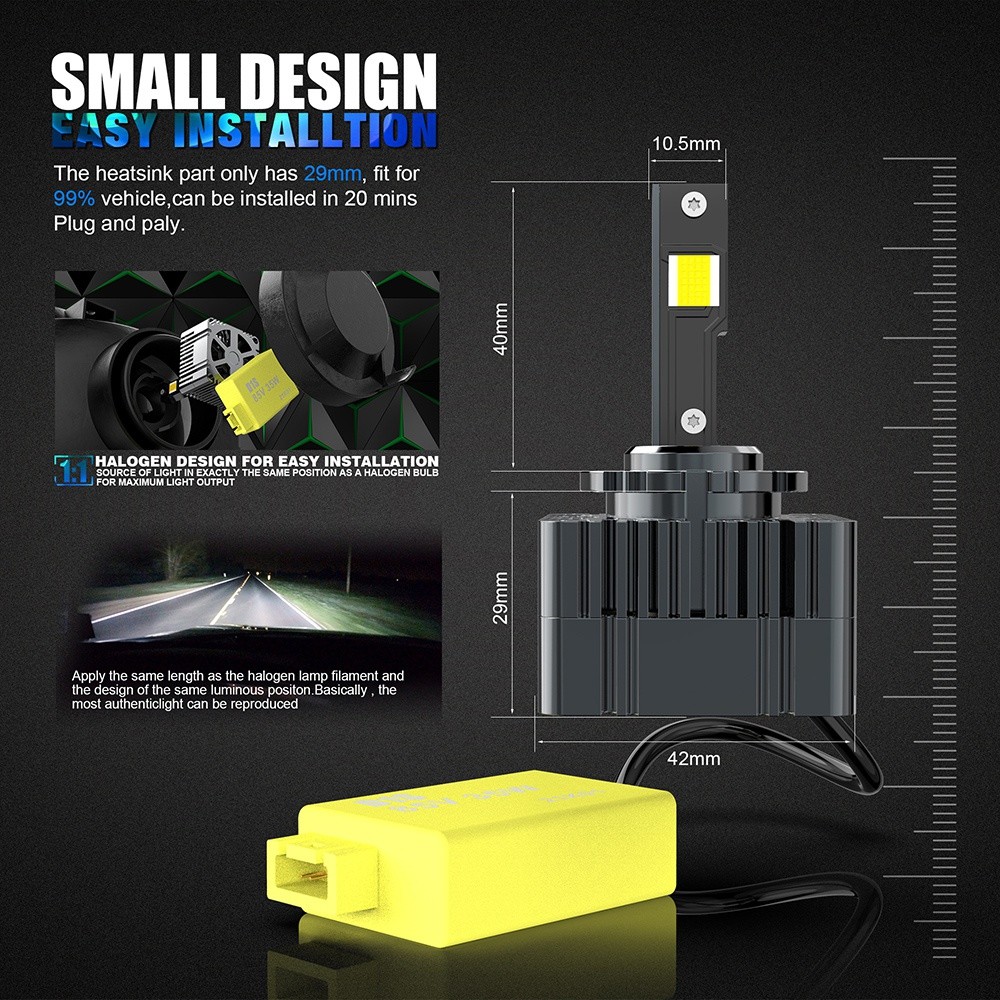 Y22 Chip Car LED Headlight Bulbs 6500k Color Temperature 70w Power