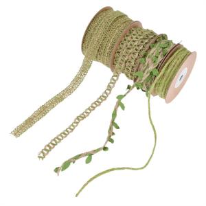 Quality Leaf Dark Green Burlap Ribbon 2mm-15mm*10y Jute Wired Ribbon wholesale