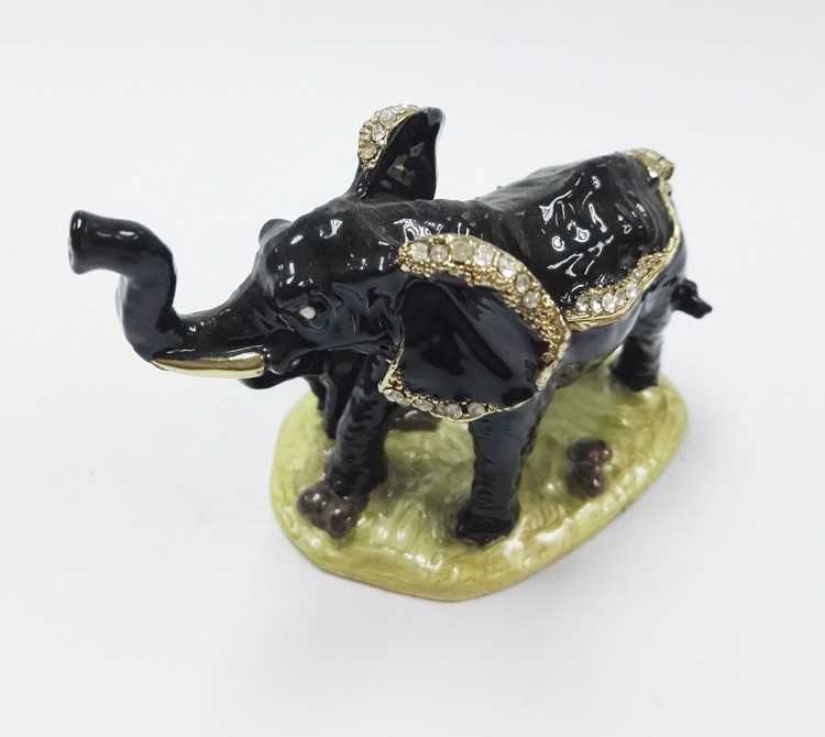 Decorative Metal Alloy Elephant Jewelry Trinket Box elephant shaped jewelry box for promotional gift