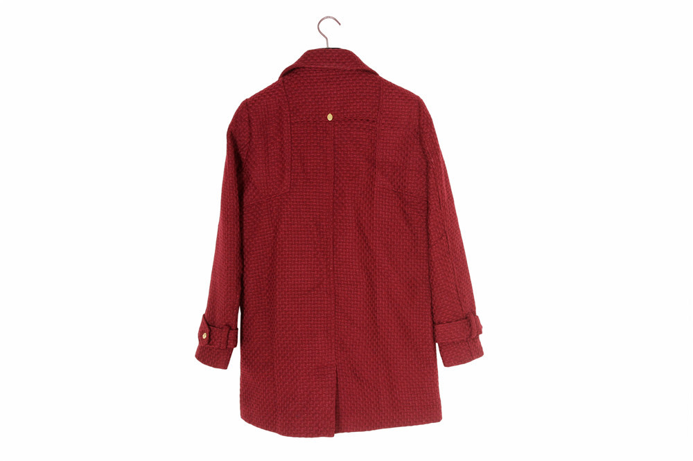 Stockpapa Autumn Winter Ladies Knit Burgundy Longline Blazer