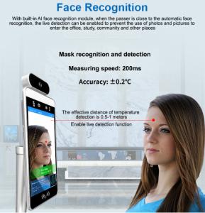 China 8 inch Auto Ir Sensor CMOS Face Recognition Thermometers 1280*800 on sale