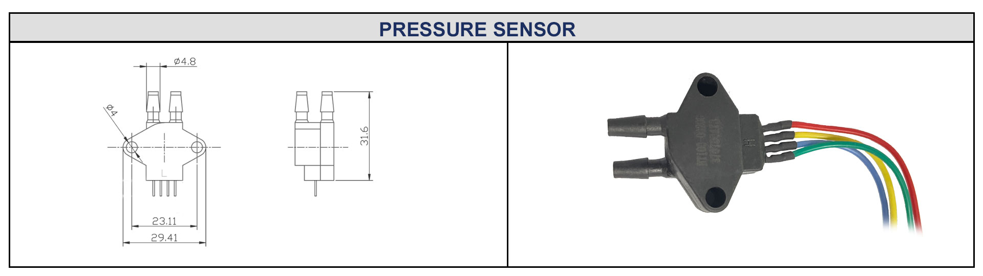 HT100 20kpa Black Plastic Shell Differential Silicon Pressure Sensor for Gas Measurement