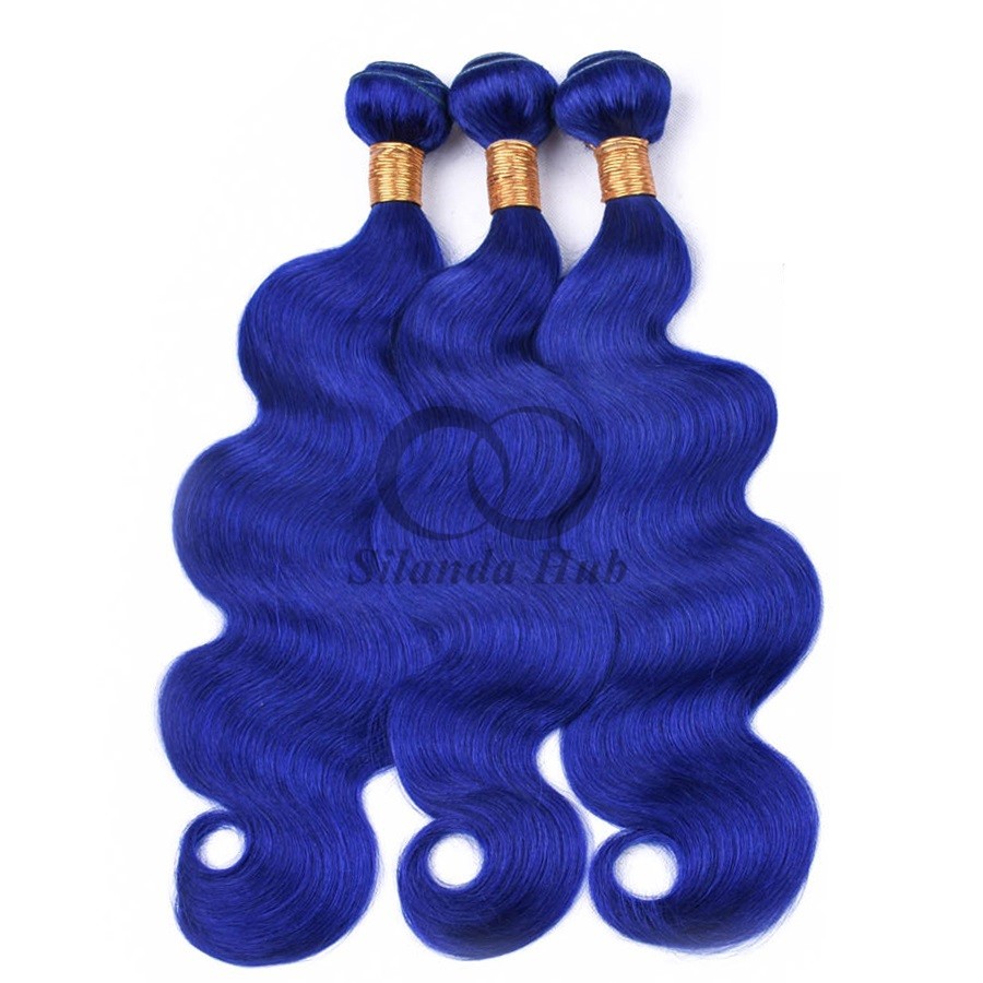 Blue Body Wave Remy Human Hair Bundles Sew In Weave Bundles Brazilian Bundle Deals
