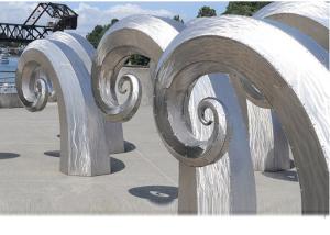 Quality Public Art Large Metal Wave Sculpture , Outdoor Abstract Steel Sculpture wholesale