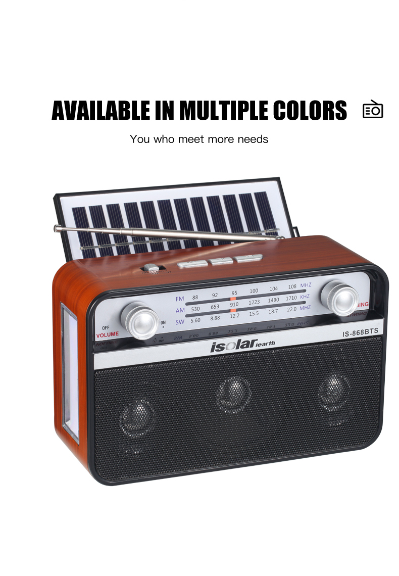 Hot Sale China Factory Wireless Speaker Rechargeable Emergency Powerful Solar Panel Radio Light Portable Radio With Usb
