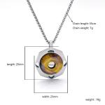 Stainless steel men's tiger eye stone necklace retro pendant titanium steel lock
