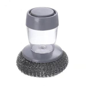 Quality Hot sell Kitchen Soap Dispensing Palm Dish Brush with Dispenser PET and Wire Ball wholesale