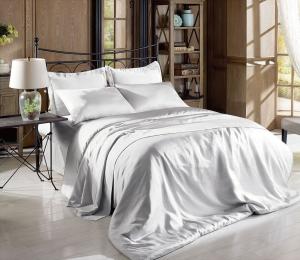 Quality Sateen Weave Satin Fitted Bed Sheet White Black Gray Silk Satin Sheet Set wholesale