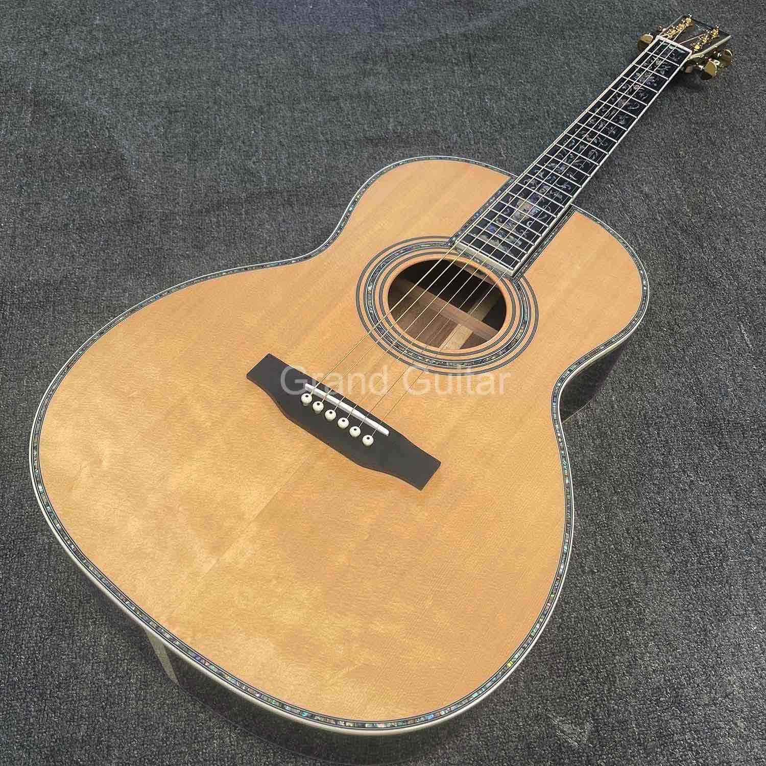 Custom 39 Inch OOO Body Solid Spruce Wood Top Abalone Binding Acoustic Guitar
