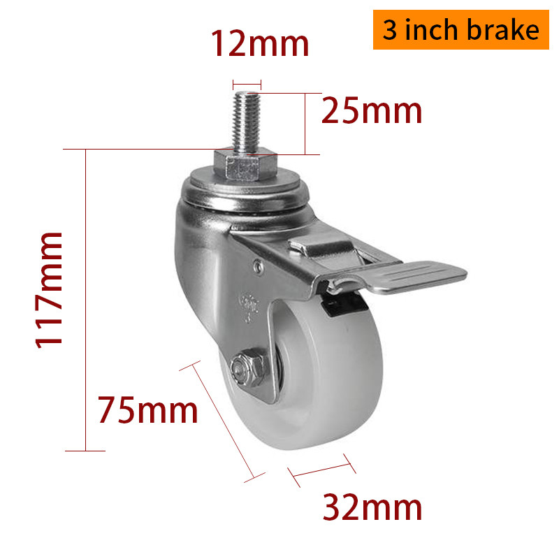 EDL Medium Duty 3inch 150kg Threaded TPA Caster by Swivel and Brake type