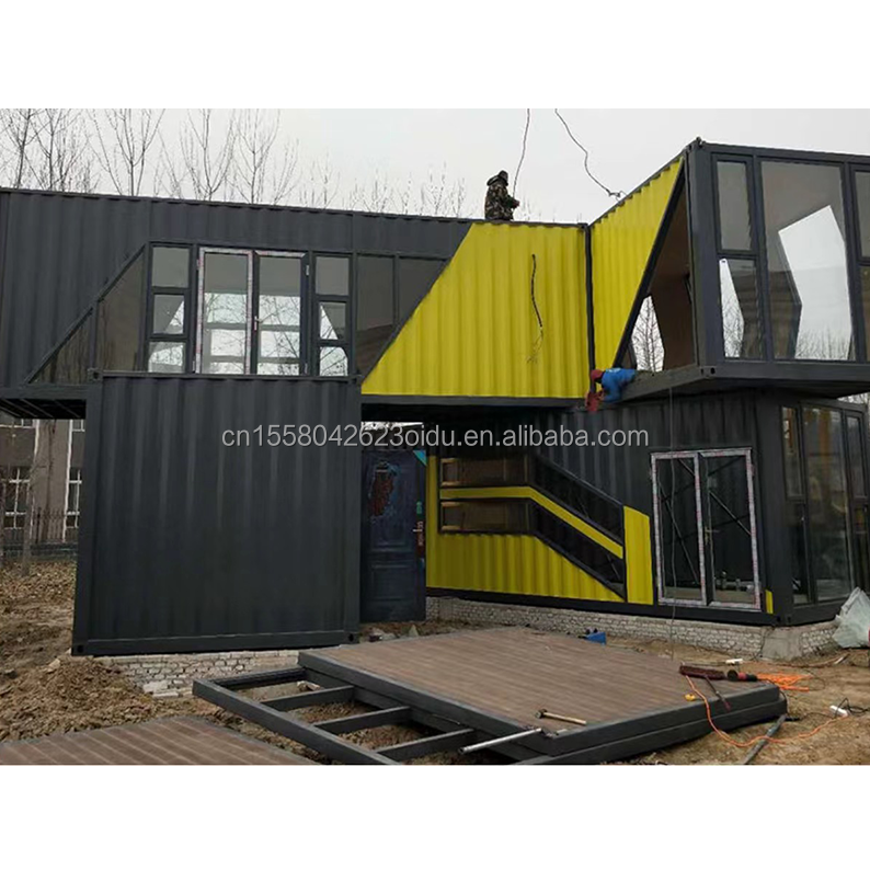 Prefabricated Steel Structure Container Restaurant Kitchen Bedroom with Aluminum Alloy Windows and Large Window Design