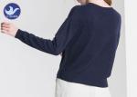 Side Buttons Derection Womens Knit Pullover Sweater Crew Neck Jumper
