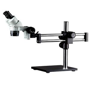 Quality dual magnification stereo microscope two magnification boom stand dual arm binocular eyepieces wholesale
