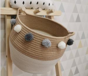 Quality OEM Home Center Decoration Easter Woven Big Blue Cotton Rope Baby Storage Organizer Empty Toys Gifts Clothes Laundry Bas wholesale