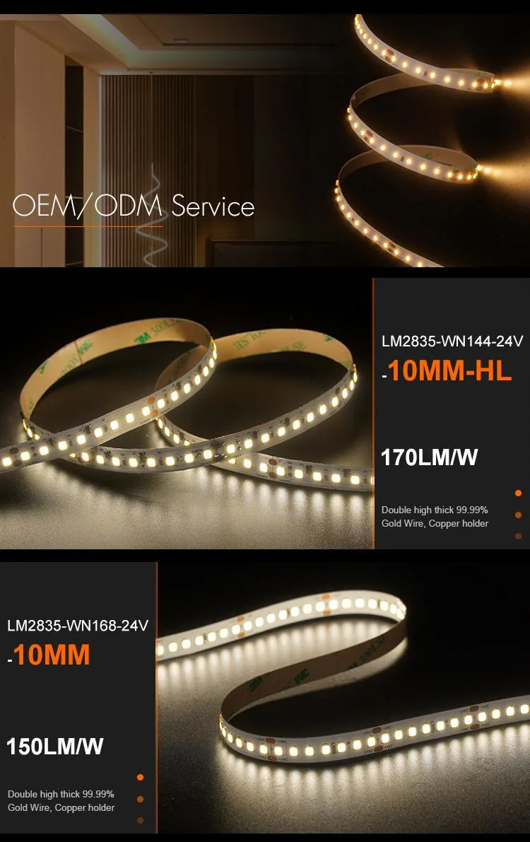 140 LED/m Flexible SMD2835 LED Light Strip with 50000 Hour Working Lifetime