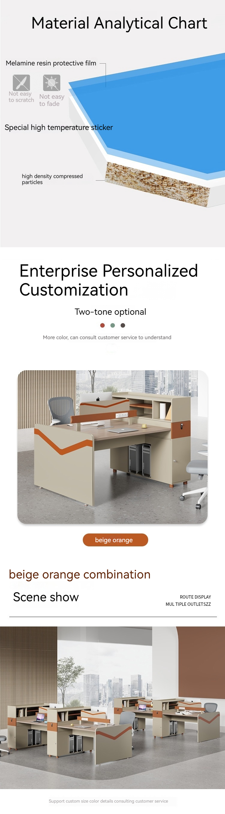 General Commercial Furniture One-Stop Shopping Modern Modular Workstation Staff Table Set