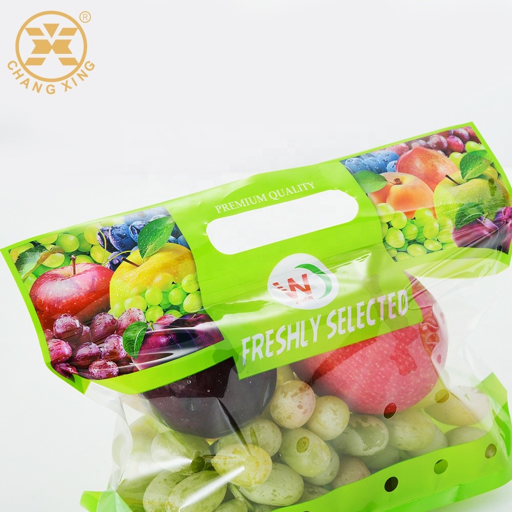 BOPP Plastic pin hole air release Stand Up Pouch With Zipper Vegetable Fruit Bags