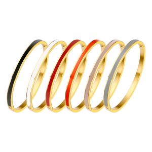 Quality White Enamel Multi Color Hearts Girls Bangle Bracelet Ivy And Max Gold Finish wholesale