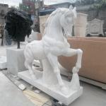 Marble Horse Statue White Stone Carvings Life Size Animal Sculptures Handcarved
