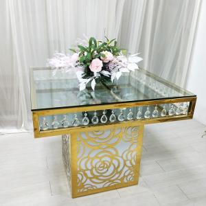 Quality Gravure Printing Wedding Banquet Table Square Mirror Gold Stainless Steel wholesale