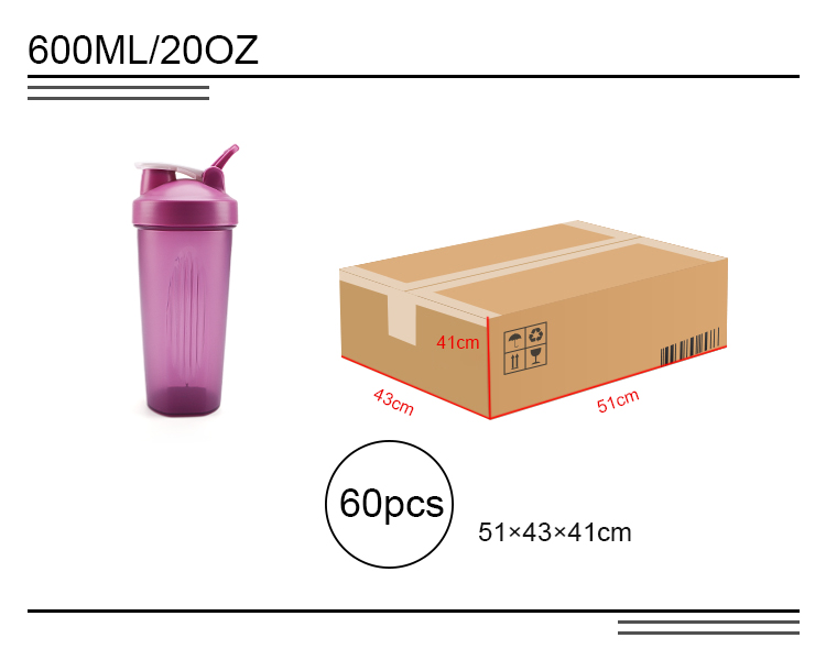 Custom Logo Mixing Water Drink Gym Blender Protein Shaker Bottle Plastic Portable Blender Shaker Bottle With Ball