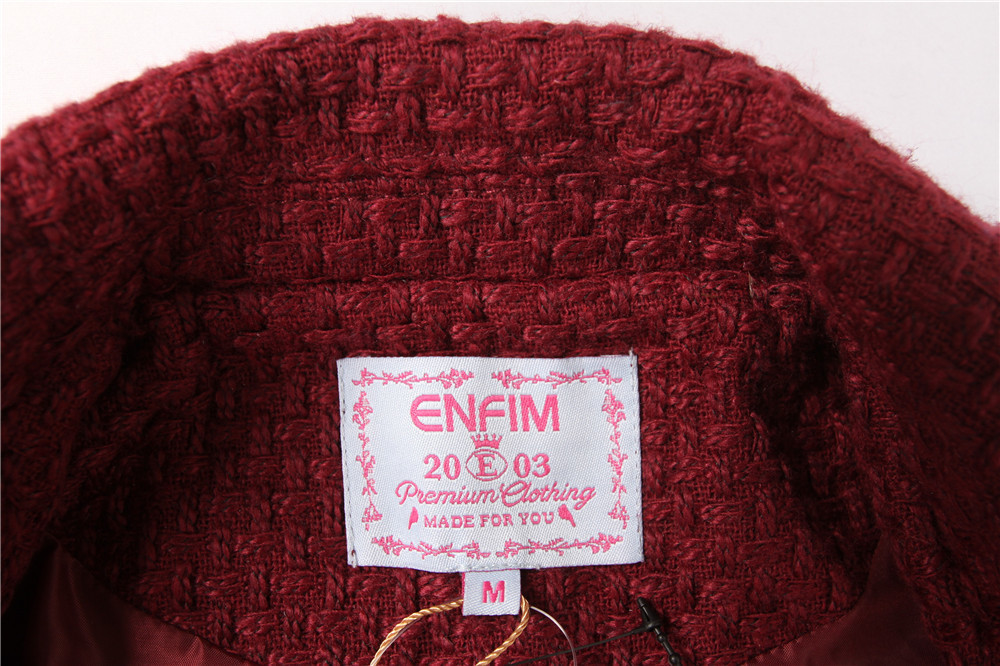 Stockpapa Autumn Winter Ladies Knit Burgundy Longline Blazer