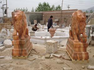 Quality 200cm Life Size Customized Lion With Wings Statue , Stone Carving Sculpture wholesale