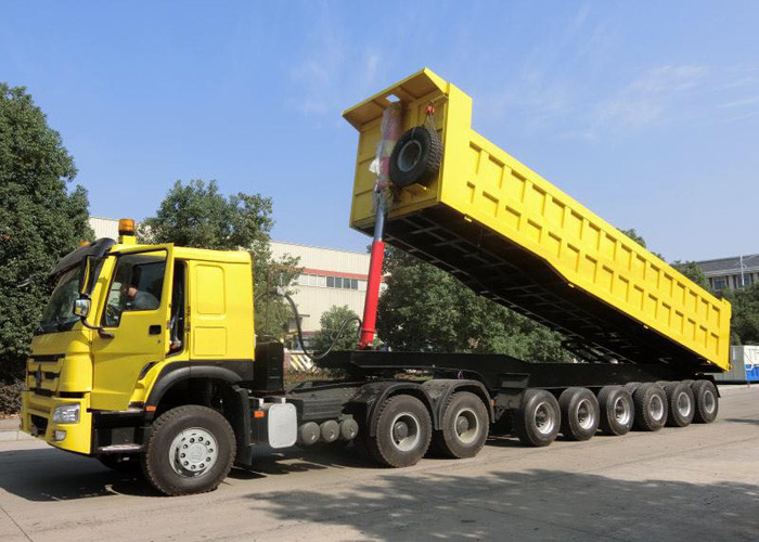 3 Axles Tipping Semi Trailer Truck For Mining And Construction 60-80 Tons