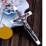 Women's and Men's Gothic Style Sterling Silver Cross Pendant Necklace with
