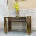 Designer Stainless Steel Console Tables With Elegant Marble Tops