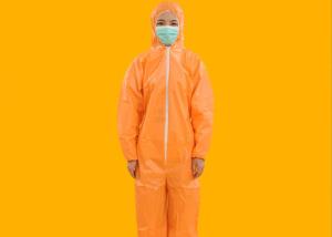 Quality Chemical Resistant Disposable Safety Coveralls , Disposable Orange Overalls wholesale