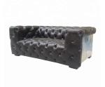 Aviator Chesterfield Distressed Vintage Aluminium Plated Industrial Sofa