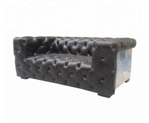 Quality Aluminum Black Chesterfield Sofa Living Room Defaico Furniture Cow Skin Couch wholesale