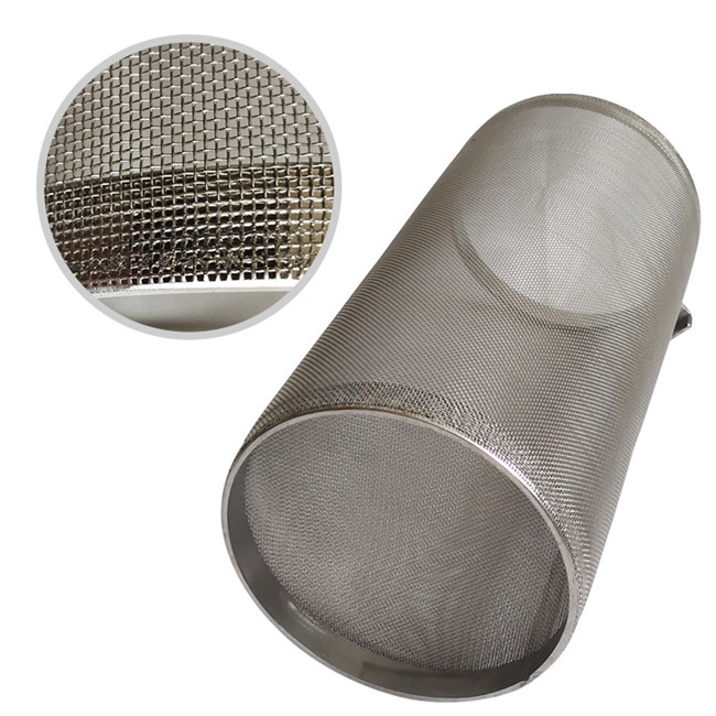 300 Micron SS Beer Brewing Basket Hop Filter Cylinder With One Handle