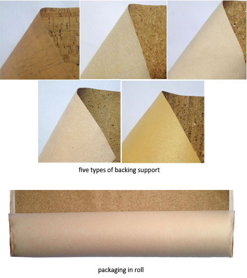 Promotional Nature Cork Fabric/Leather for bag and shoes making with PU backing