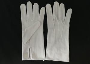Quality Disposable White Cotton Parade Gloves , White Ceremonial Gloves Magic Sticker On Wrist wholesale