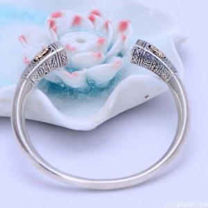 Quality Retro Vintage Sterling Silver Cuff Bangel Bracelet Engraved Holy Mary(039477W) wholesale