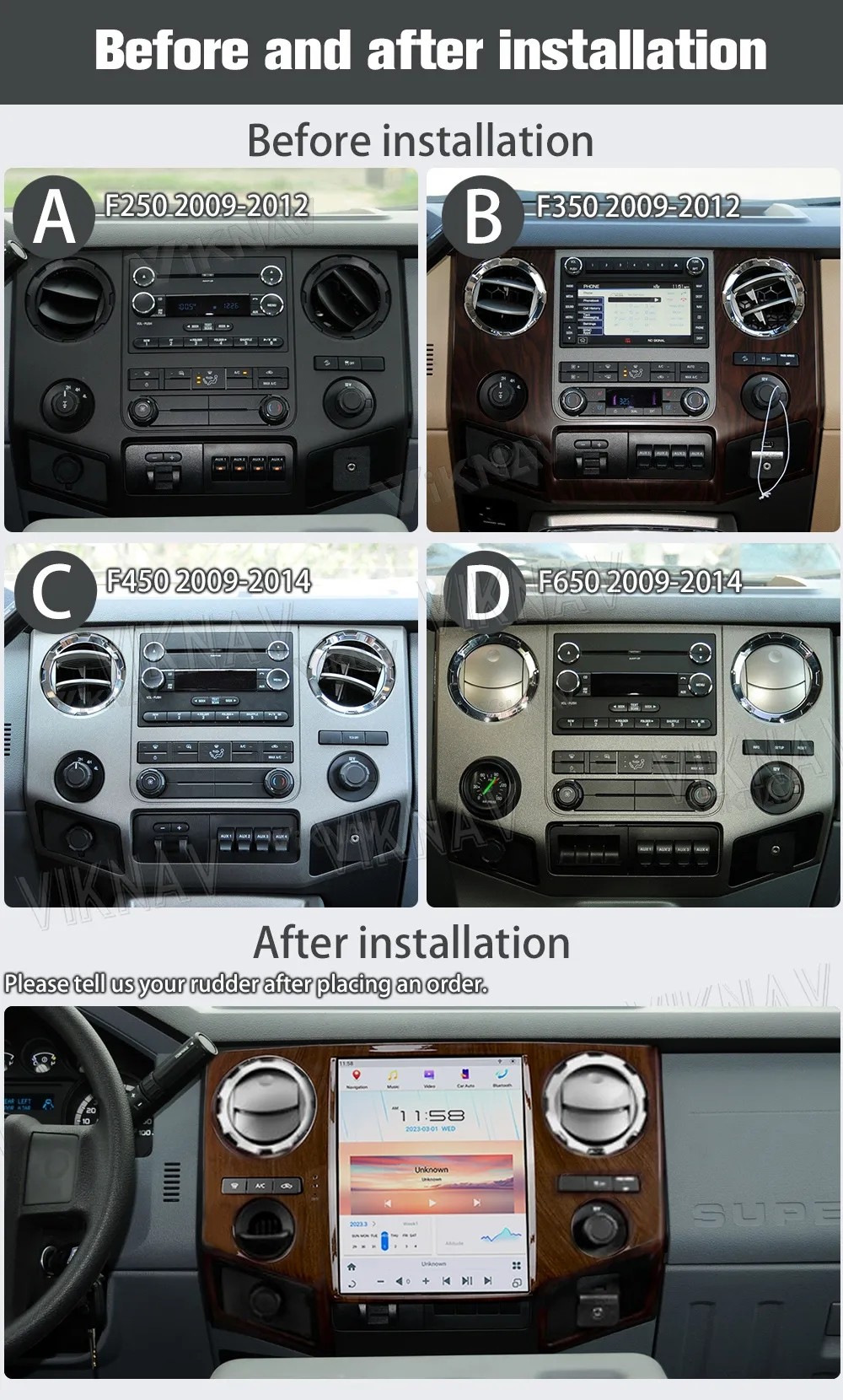 12.1 Inch Touch Screen Head Unit For 2009-2014 Ford F250 F350 F450 F650 128G Navigation GPS Multimedia Player Carplay