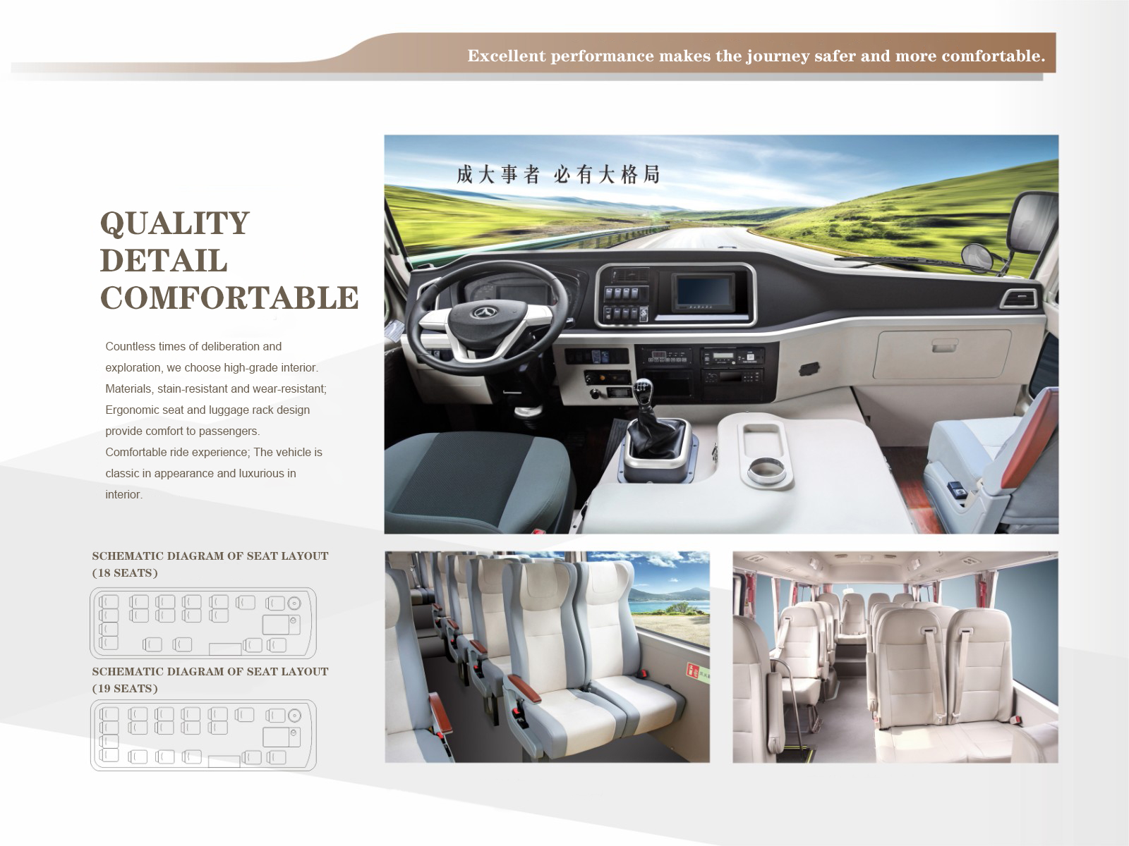 5300kg G.V.W 6M Coaster Bus With Diesel Engine And 7.00R16LT Tire For Passenger Trade