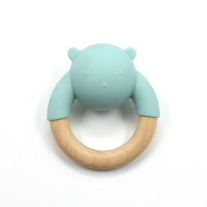 Quality Beech Wood Baby Rattle Ring LFGB Silicone Soft Chew Toys For Babies wholesale