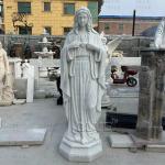 White Marble Religious Saint Francis Sculpture Statues With Wolf Life Size