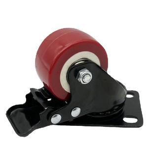 Quality 2 Inch Red Polyurethane Swivel Light Duty Caster Wheels with brake wholesale