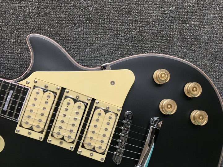 Flame Top matte black Color LP 3 Pickups Ace Frehley Budokan Vintage Electric Guitar