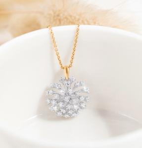 Quality 1.0ct 18K Gold Diamond Necklace Womens Dandelion Wish 4.5g wholesale
