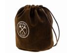 Brown Color Double Drawstring Velvet Gift Pouch Round Bottom Silk Screen