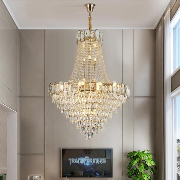 Luxury Crystal Chandelier For Living Room Large Design Lobby Hainging Lamp(WH-CY