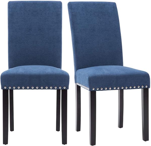 Copper Nails Upholstered Fabric Parsons Dining Chairs , Upholstered Seat Dining