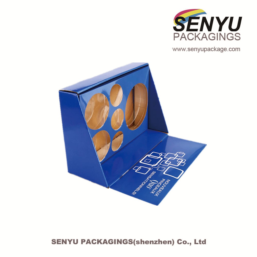 Cardboard Tabletop Display Stands Cosmetics Round Hole Storage