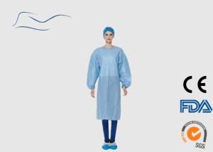 Quality SMS Material Blue Surgical Gown , Neck / Waist Ties Type Blue Surgical Gown wholesale