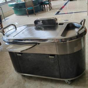 Quality Electromagnetic Mobile Teppanyaki Grill Table Stainless Steel Smoke Down Exhaust wholesale